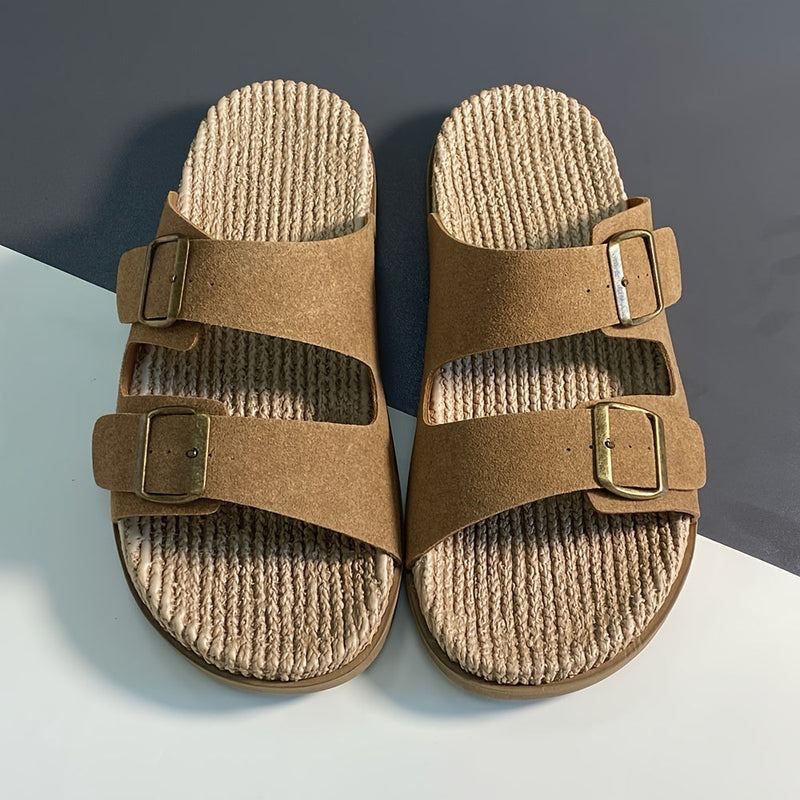 Sommer Slipper Herren | Verstellbare Riemen | Rutschfest | Leicht und atmungsaktiv-Dunkelbraun-40-Luzern Mode