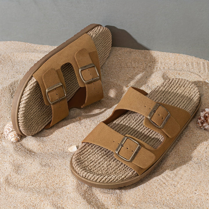 Sommer Slipper Herren | Verstellbare Riemen | Rutschfest | Leicht und atmungsaktiv-Luzern Mode