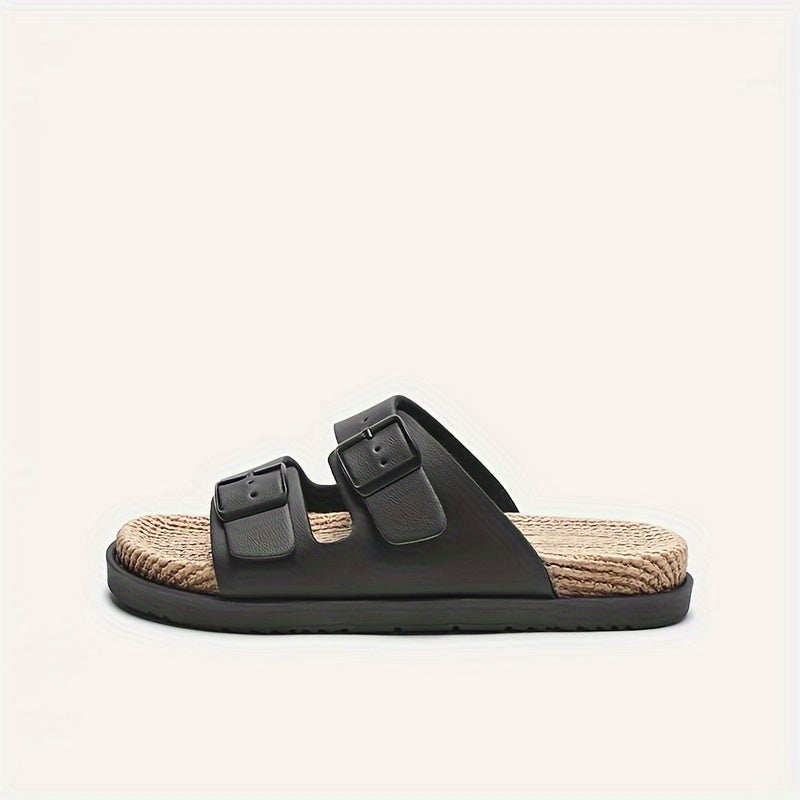 Sommer Slipper Herren | Verstellbare Riemen | Rutschfest | Leicht und atmungsaktiv-Schwarz-40-Luzern Mode
