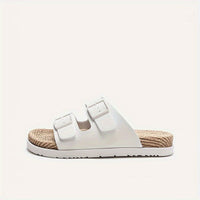 Sommer Slipper Herren | Verstellbare Riemen | Rutschfest | Leicht und atmungsaktiv-Weiß-40-Luzern Mode