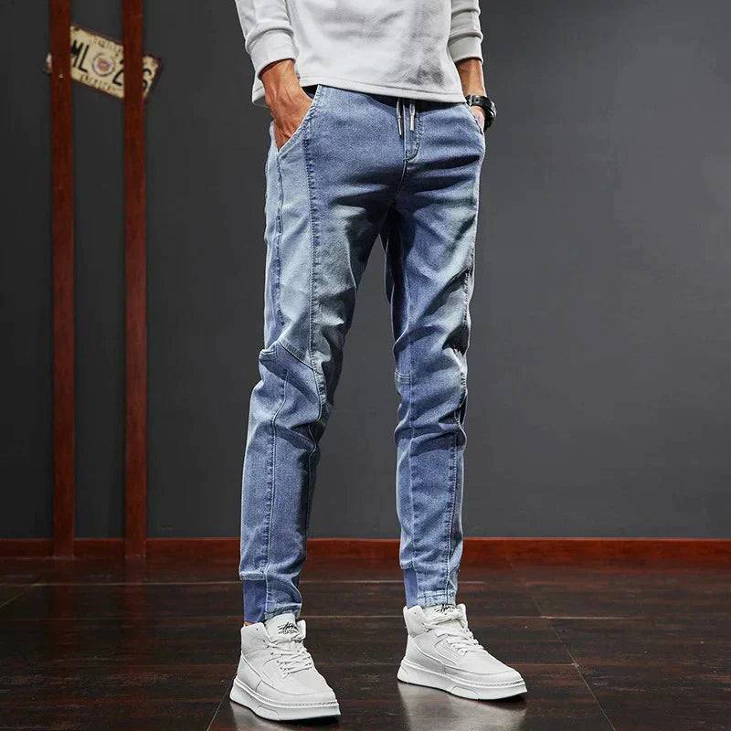 Herren Jeans | Slim Fit | Reißverschluss | Knopf | Stonewashed | Elastisch-Blau-S-Luzern Mode
