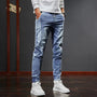 Herren Jeans | Slim Fit | Reißverschluss | Knopf | Stonewashed | Elastisch-Blau-S-Luzern Mode