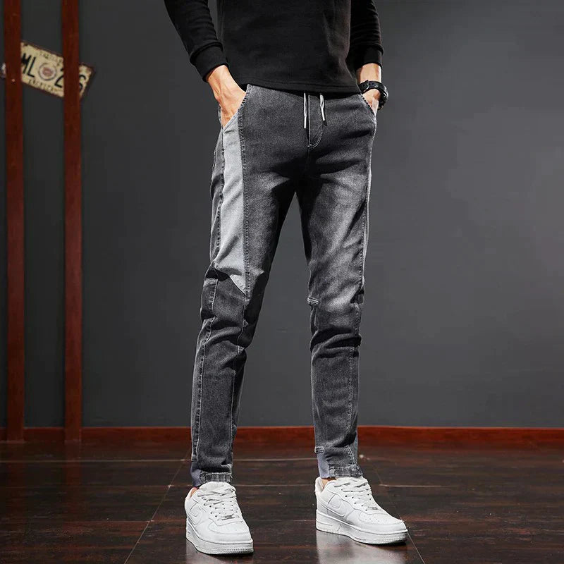 Herren Jeans | Slim Fit | Reißverschluss | Knopf | Stonewashed | Elastisch-Schwarz-S-Luzern Mode