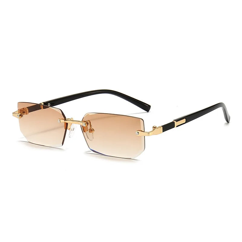 Rechteck Sonnenbrille Damen | Stylisches rahmenloses Design | Leicht & vielseitig-Braun-Luzern Mode