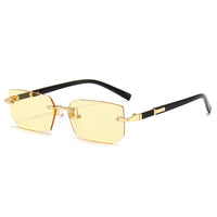 Rechteck Sonnenbrille Damen | Stylisches rahmenloses Design | Leicht & vielseitig-Gelb-Luzern Mode