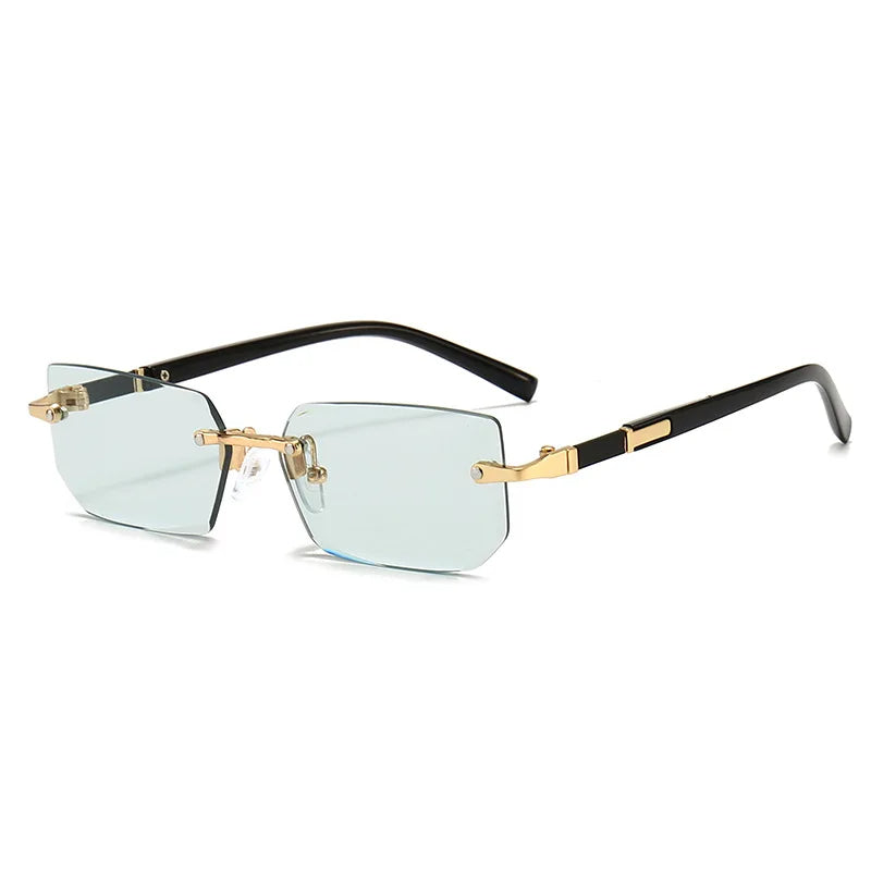 Rechteck Sonnenbrille Damen | Stylisches rahmenloses Design | Leicht & vielseitig-Grün-Luzern Mode