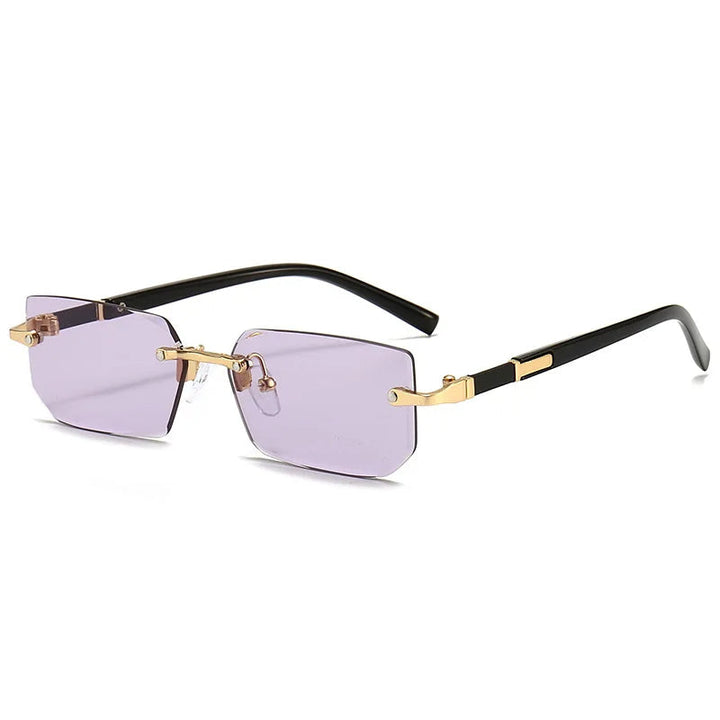 Rechteck Sonnenbrille Damen | Stylisches rahmenloses Design | Leicht & vielseitig-Lila-Luzern Mode
