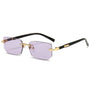 Rechteck Sonnenbrille Damen | Stylisches rahmenloses Design | Leicht & vielseitig-Lila-Luzern Mode