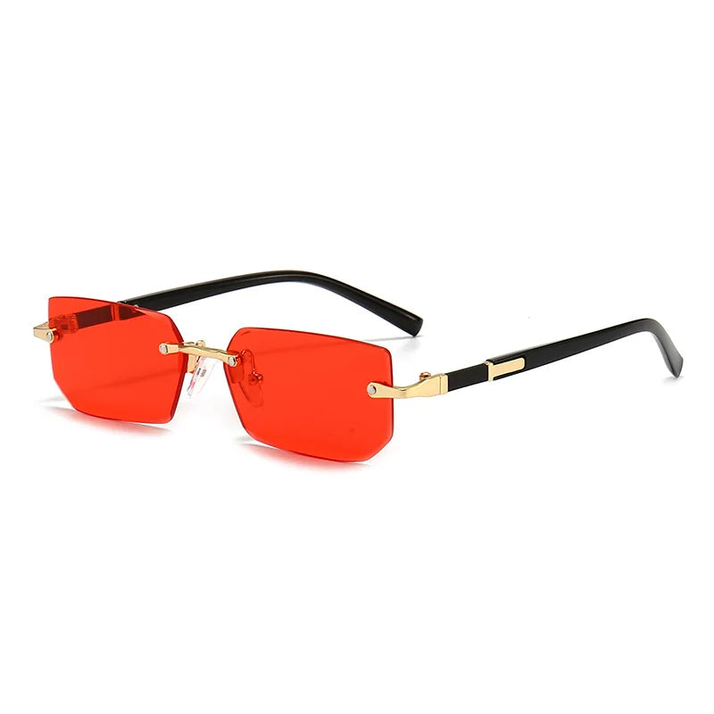 Rechteck Sonnenbrille Damen | Stylisches rahmenloses Design | Leicht & vielseitig-Rot-Luzern Mode
