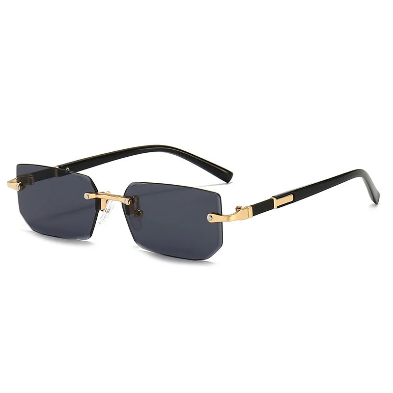 Rechteck Sonnenbrille Damen | Stylisches rahmenloses Design | Leicht & vielseitig-Schwarz-Luzern Mode