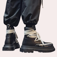 Hochwertige Lederstiefel mit einzigartigem Schnürdesign-Luzern Mode