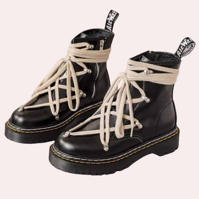 Hochwertige Lederstiefel mit einzigartigem Schnürdesign-Luzern Mode
