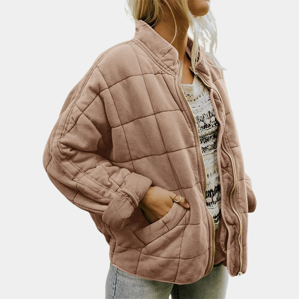 Damen Steppjacke Übergangsjacke mit Reißverschluss-Braun-S-Luzern Mode