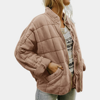 Damen Steppjacke Übergangsjacke mit Reißverschluss-Braun-S-Luzern Mode