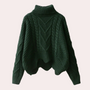 Damen Strickpullover Rollkragen Zopfmuster Wintermode-Grün-Luzern Mode