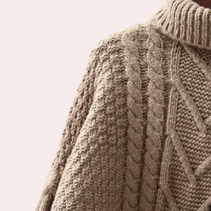 Damen Strickpullover Rollkragen Zopfmuster Wintermode-Luzern Mode