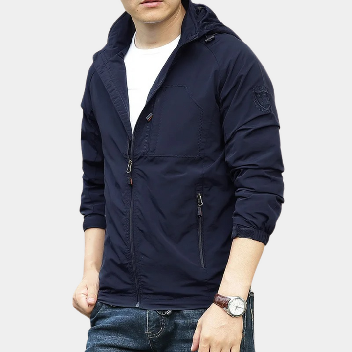 Herren Zwischenjacke | Pullover | Halbzipper | Einfarbig | Winddicht | Regular-Dunkelblau-M-Luzern Mode