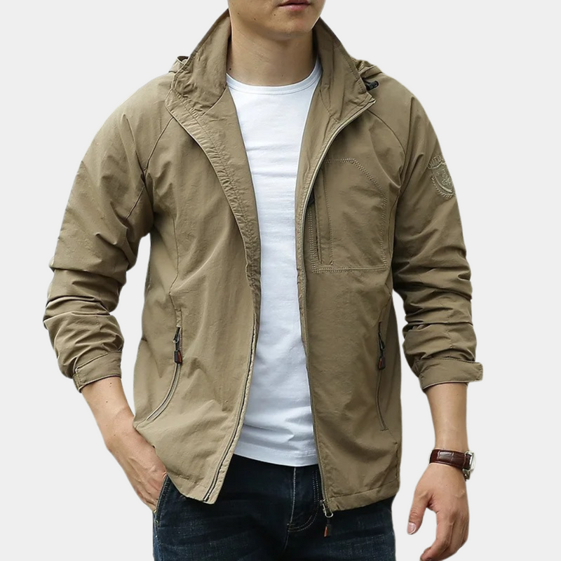 Herren Zwischenjacke | Pullover | Halbzipper | Einfarbig | Winddicht | Regular-Khaki-M-Luzern Mode