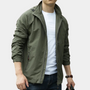 Herren Zwischenjacke | Pullover | Halbzipper | Einfarbig | Winddicht | Regular-Olivegrün-M-Luzern Mode