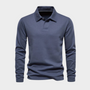 Herrenpullover | Lange Ärmel | Kragen | Einfarbig | Knöpfe | Reguläre Passform-Blau-S-Luzern Mode