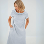 Sommerkleid Damen Leinen | Luftig | Kurzarm mit Taschen | Für Alltag & Urlaub-Babyblau-XS-Luzern Mode