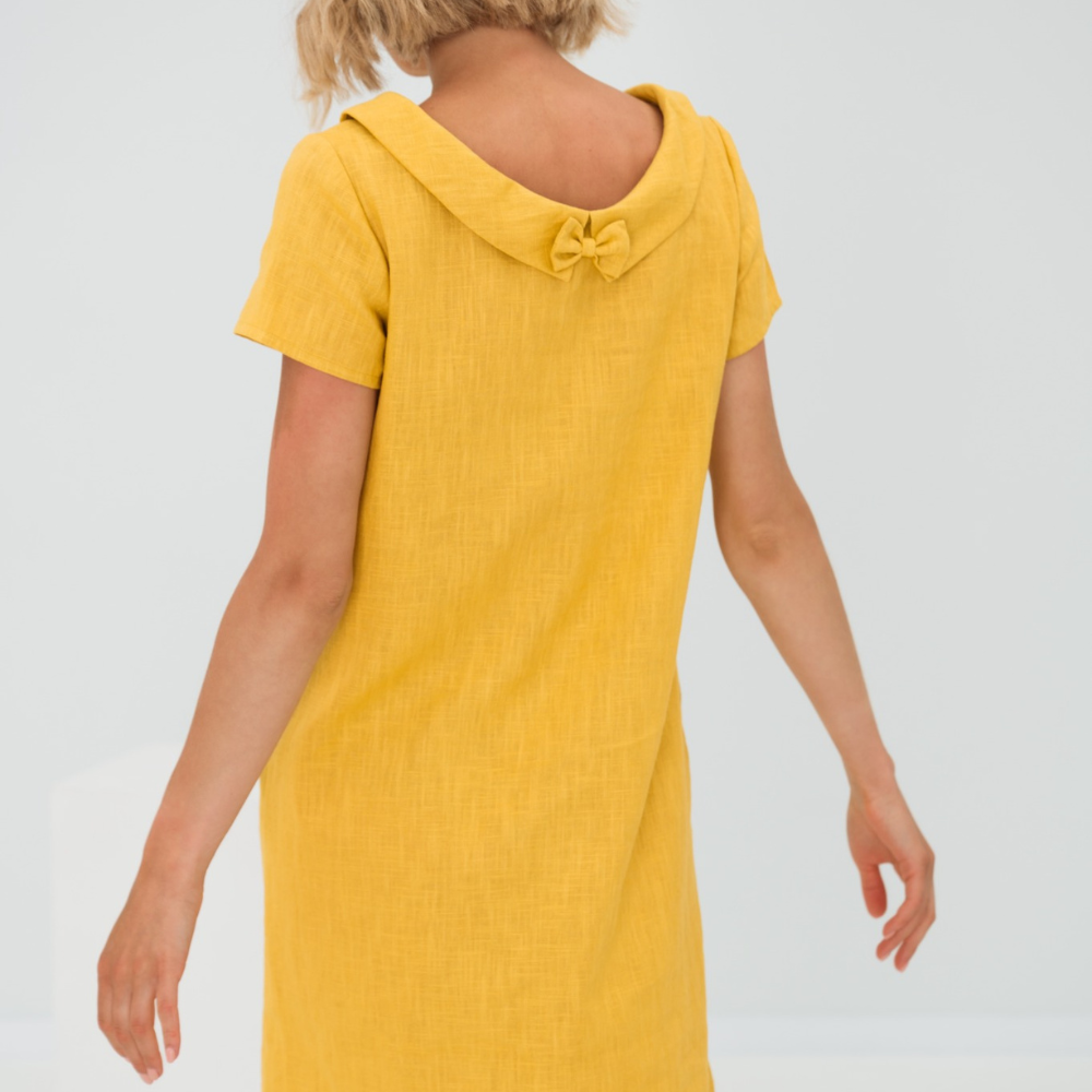 Sommerkleid Damen Leinen | Luftig | Kurzarm mit Taschen | Für Alltag & Urlaub-Luzern Mode