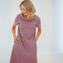 Sommerkleid Damen Leinen | Luftig | Kurzarm mit Taschen | Für Alltag & Urlaub-Lila-XS-Luzern Mode