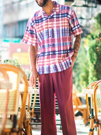 Herren Sommer Set | Kurzarmhemd mit Hose | Luftig | Vintage Stil | Pflegeleicht-Set E-S-Luzern Mode
