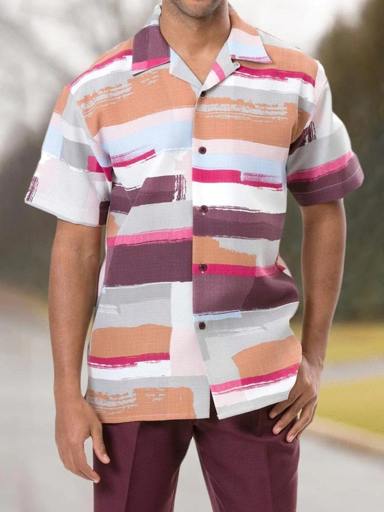 Herren Sommer Set | Kurzarmhemd mit Hose | Luftig | Vintage Stil | Pflegeleicht-Set F-S-Luzern Mode