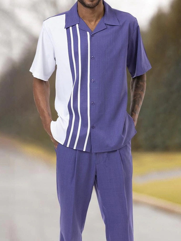 Herren Sommer Set | Kurzarmhemd mit Hose | Luftig | Vintage Stil | Pflegeleicht-Set G-S-Luzern Mode