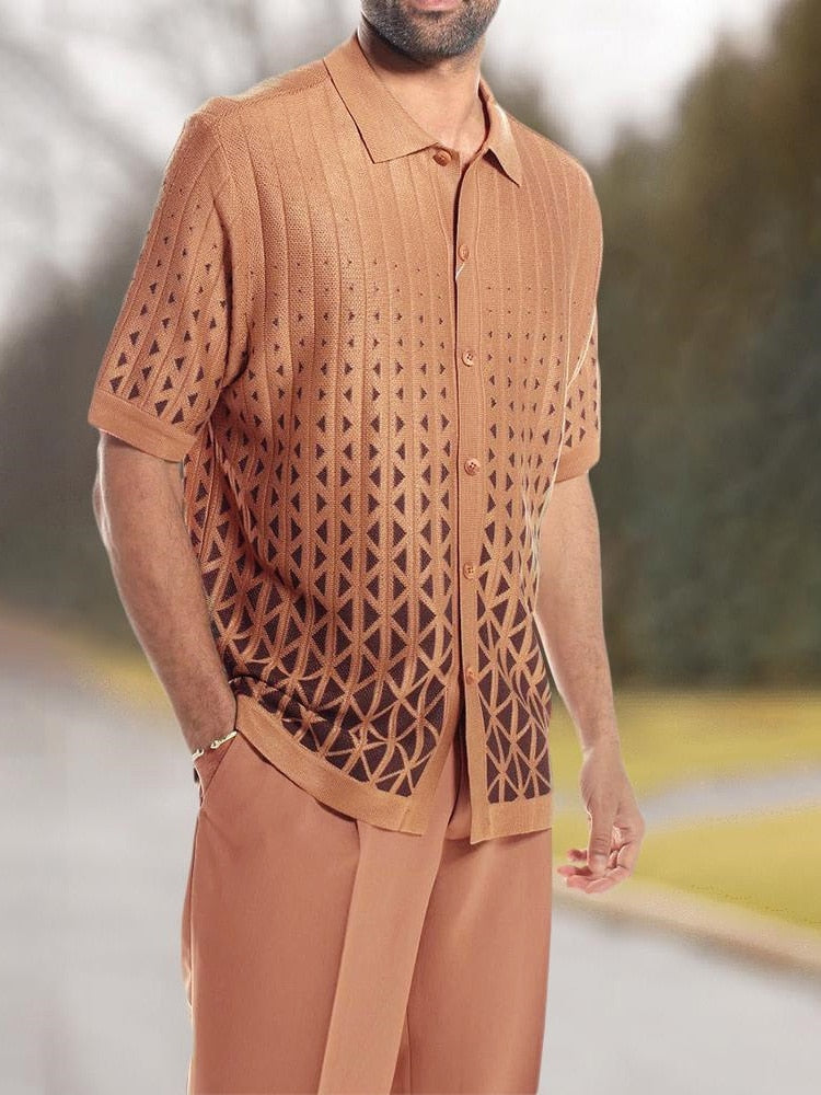 Herren Sommer Set | Kurzarmhemd mit Hose | Luftig | Vintage Stil | Pflegeleicht-Set I-S-Luzern Mode