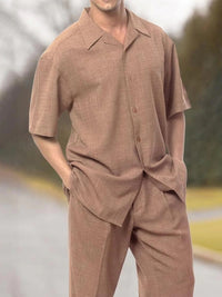 Herren Sommer Set | Kurzarmhemd mit Hose | Luftig | Vintage Stil | Pflegeleicht-Set J-S-Luzern Mode