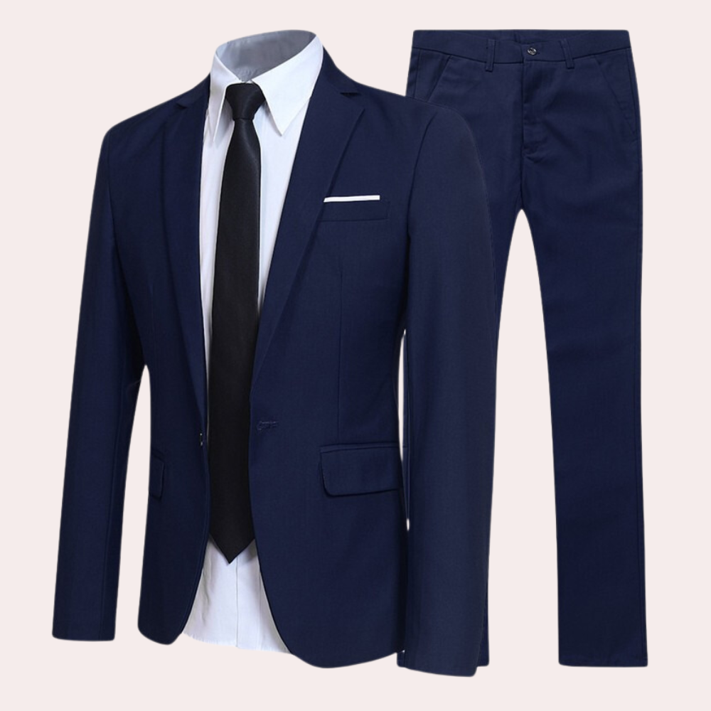 Herren Anzug Slim Fit Business Hochzeit Anzug Set-Dunkelblau-S-Luzern Mode