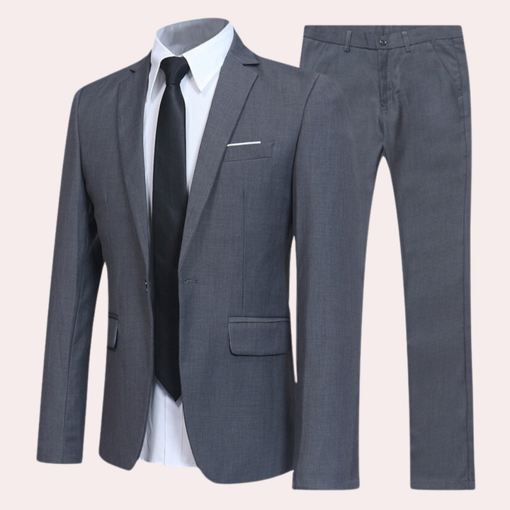 Herren Anzug Slim Fit Business Hochzeit Anzug Set-Grau-S-Luzern Mode