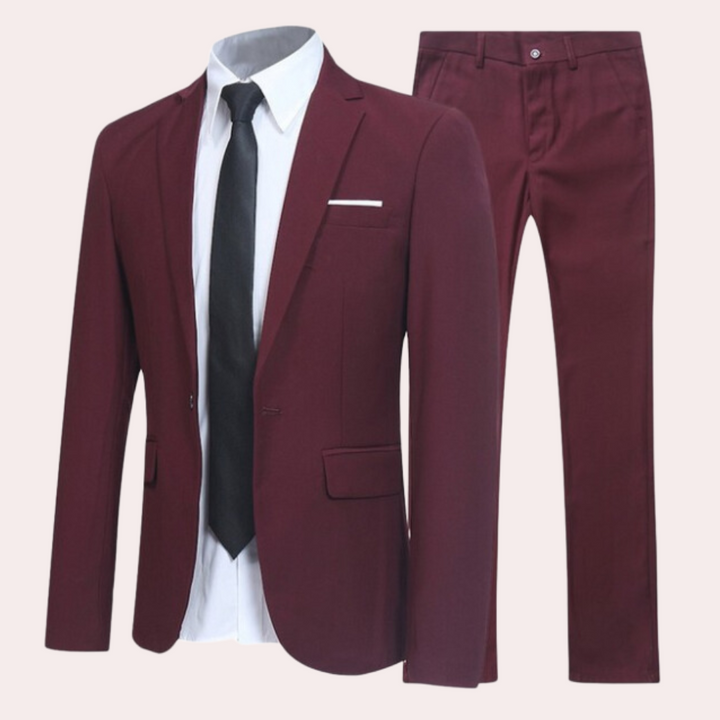 Herren Anzug Slim Fit Business Hochzeit Anzug Set-Rot-S-Luzern Mode