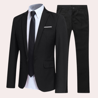 Herren Anzug Slim Fit Business Hochzeit Anzug Set-Schwarz-S-Luzern Mode