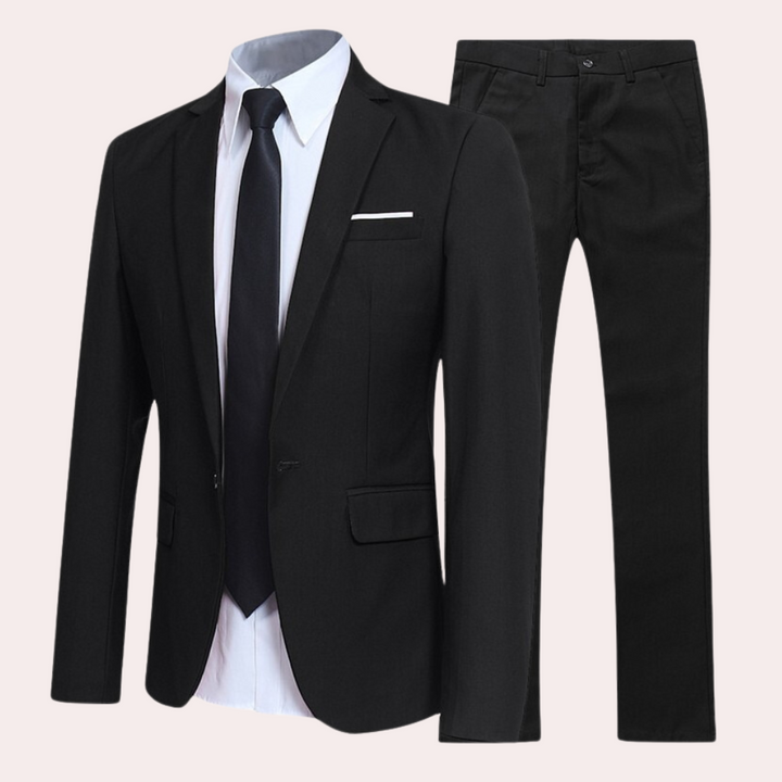 Herren Anzug Slim Fit Business Hochzeit Anzug Set-Schwarz-S-Luzern Mode