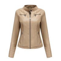 Lernjacke für Damen | Vegan | Uni | Reißverschluss | Seitentaschen | Tailliert-Beige-XS-Luzern Mode