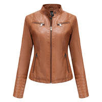 Lernjacke für Damen | Vegan | Uni | Reißverschluss | Seitentaschen | Tailliert-Braun-XS-Luzern Mode