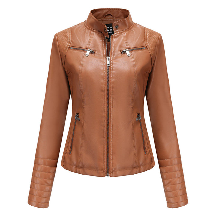 Lernjacke für Damen | Vegan | Uni | Reißverschluss | Seitentaschen | Tailliert-Braun-XS-Luzern Mode