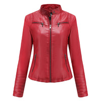 Lernjacke für Damen | Vegan | Uni | Reißverschluss | Seitentaschen | Tailliert-Rot-XS-Luzern Mode