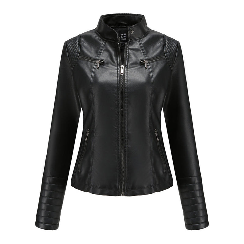Lernjacke für Damen | Vegan | Uni | Reißverschluss | Seitentaschen | Tailliert-Schwarz-XS-Luzern Mode