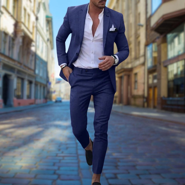 Slim Fit Herrenanzug für Business und Hochzeit Events-Dunkelblau-XS-Luzern Mode