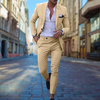 Slim Fit Herrenanzug für Business und Hochzeit Events-Gelb-XS-Luzern Mode