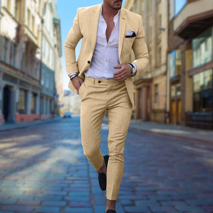 Slim Fit Herrenanzug für Business und Hochzeit Events-Gelb-XS-Luzern Mode