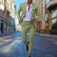 Slim Fit Herrenanzug für Business und Hochzeit Events-Hellgrün-XS-Luzern Mode