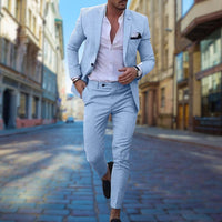 Slim Fit Herrenanzug für Business und Hochzeit Events-Himmelblau-XS-Luzern Mode