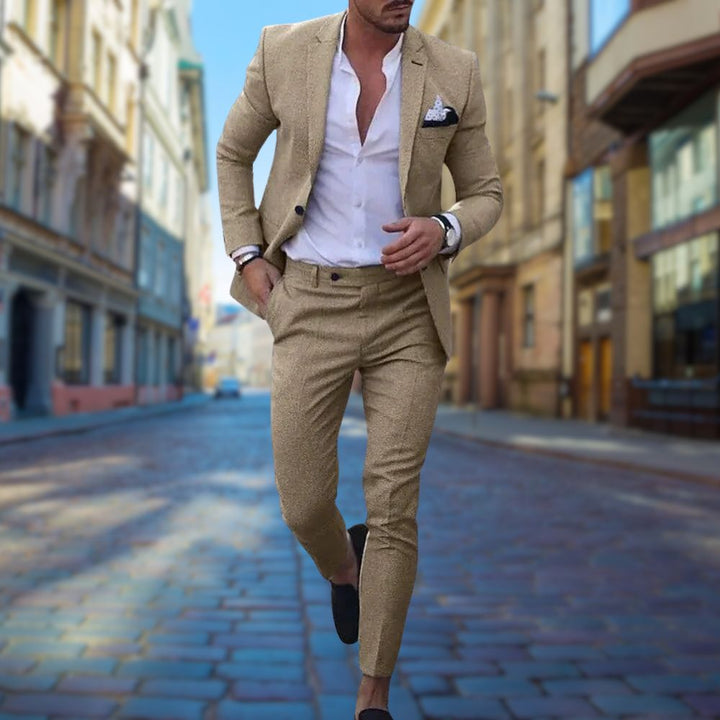 Slim Fit Herrenanzug für Business und Hochzeit Events-Khaki-XS-Luzern Mode