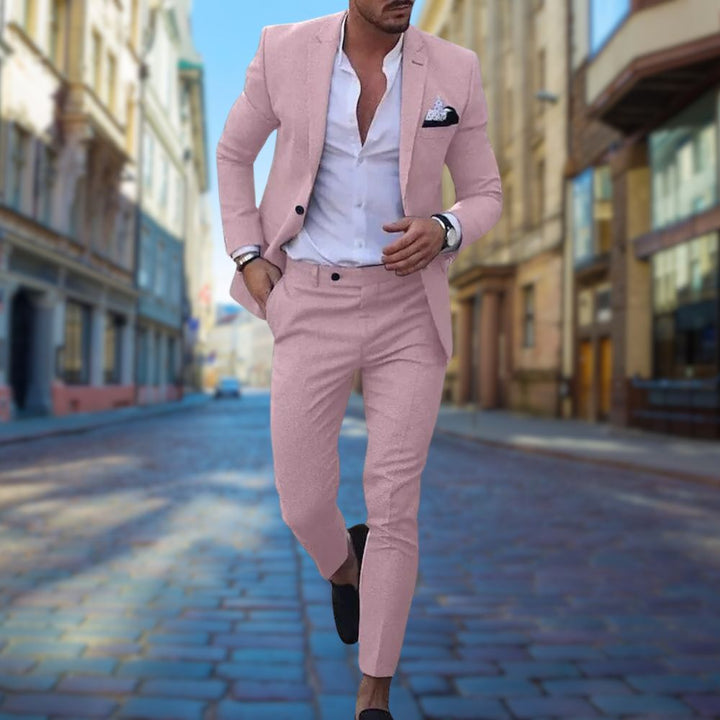 Slim Fit Herrenanzug für Business und Hochzeit Events-Rosa-XS-Luzern Mode