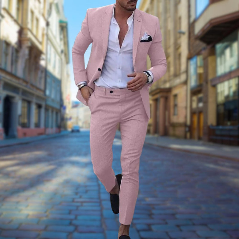 Slim Fit Herrenanzug für Business und Hochzeit Events-Rosa-XS-Luzern Mode